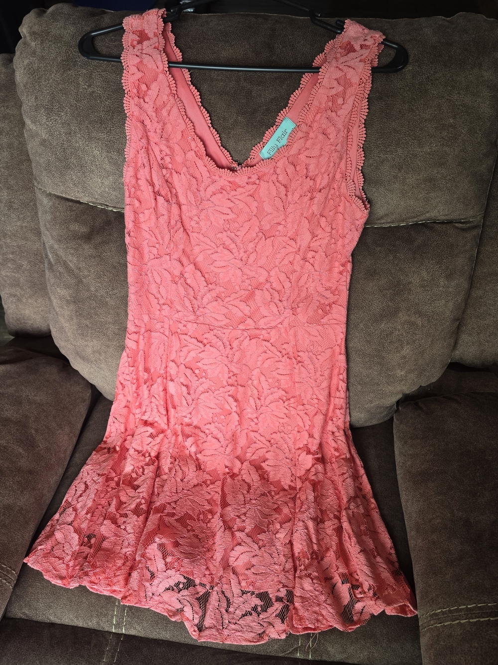 Filly Flair Coral Lace V-Neck Dress
